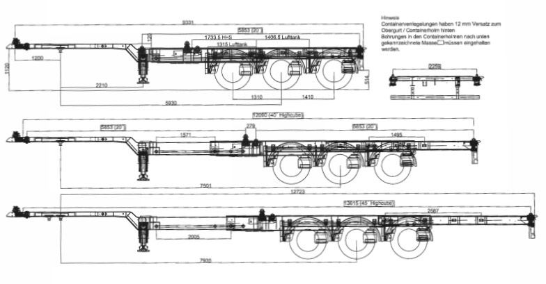 HeavyTrailer 3-Achs-Containerchassis 