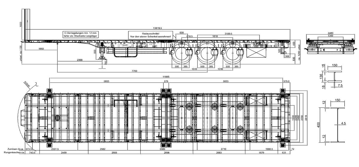 Heavytrailer 3-Achs-Plateau-Sattelauflieger 