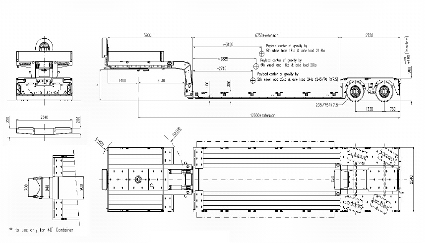 MAX Trailer 2-Achs-Tiefbett-Sattelauflieger MAX510