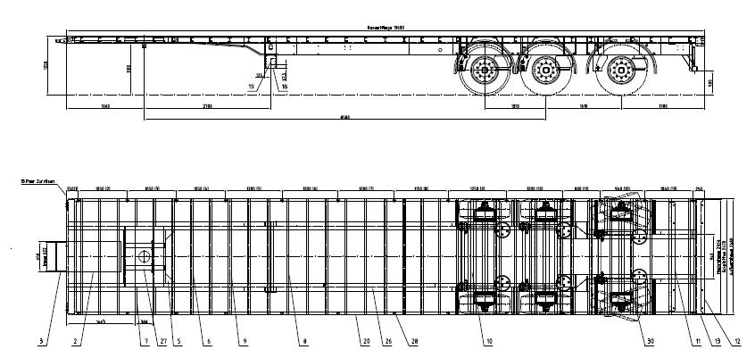 HRD 3-axle platform trailer