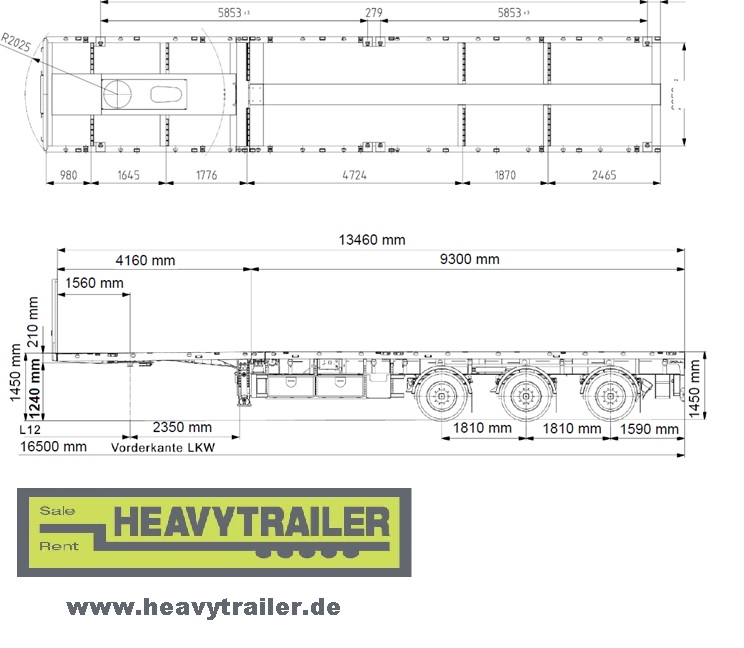 Doll 3-axle-plateau-trailer(double telescopic)