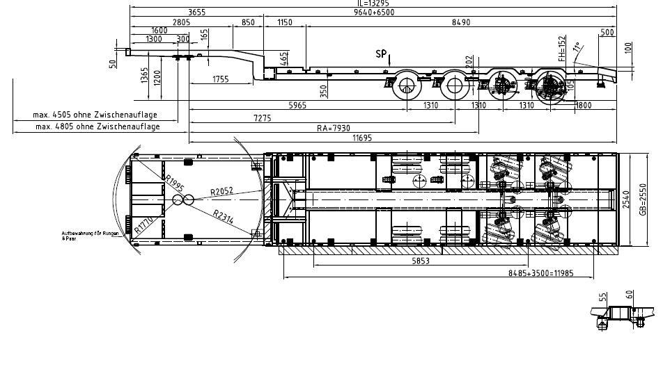 Meusburger 4-axle low bed trailer