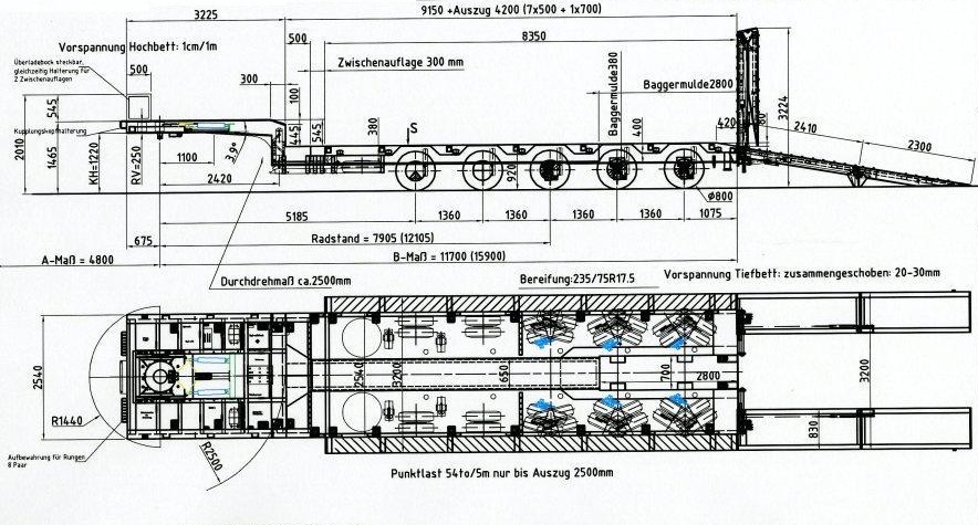 Meusburger 5-axle-semi-trailer with hydraulic ramps