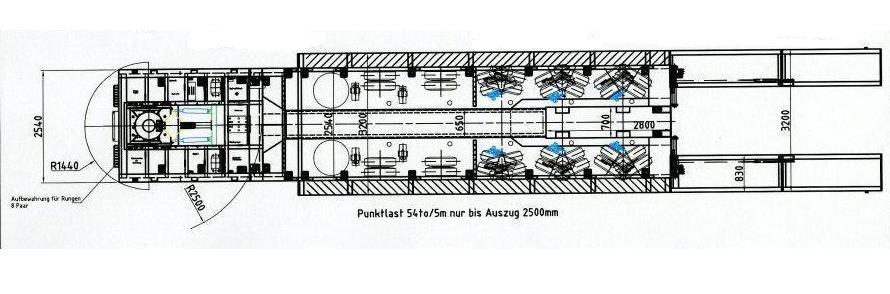 Meusburger 5-axle-semi-trailer with hydraulic ramps