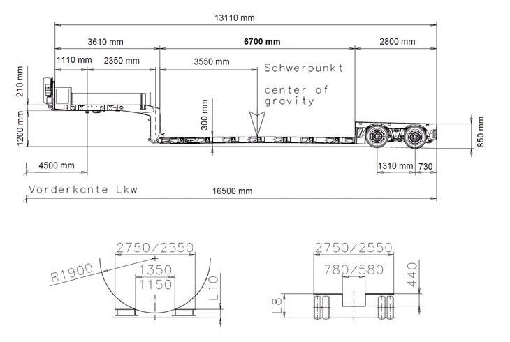 Doll 2-axle low-deck trailer with Panther-axle