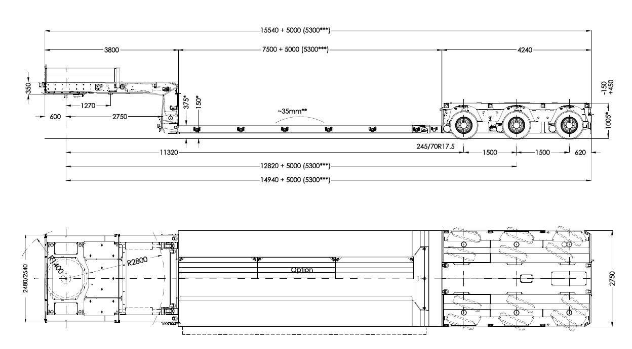 Faymonville 3-axle MEGAMAX trailer with swinging half axles