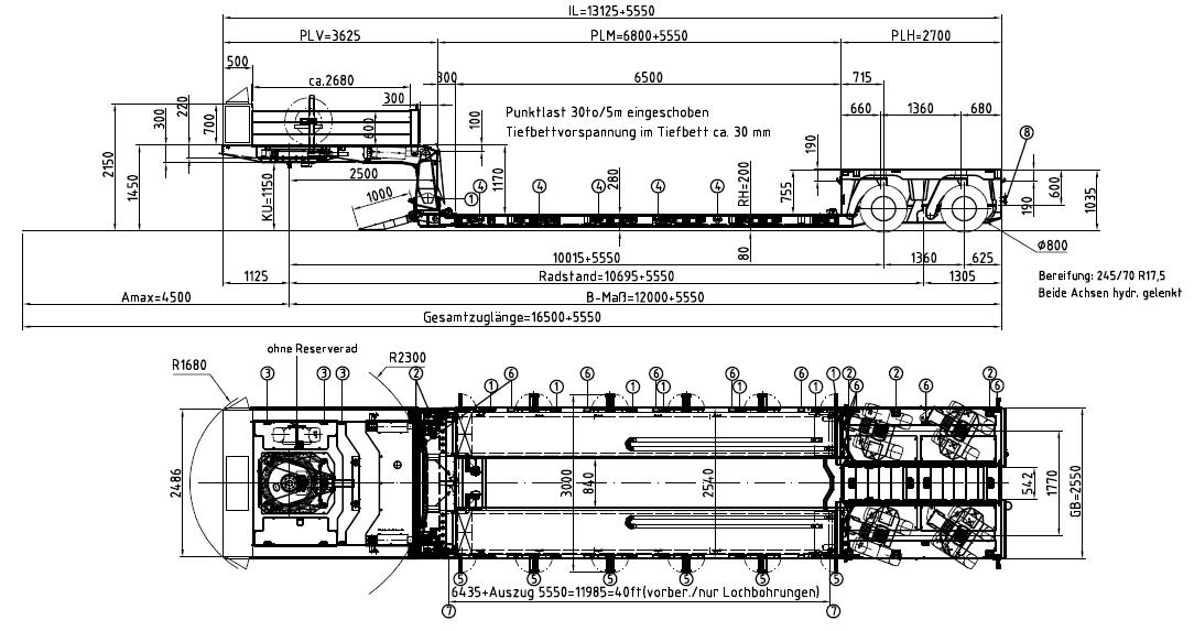 Meusburger 2-axle-low-deck-trailer with pendle axles