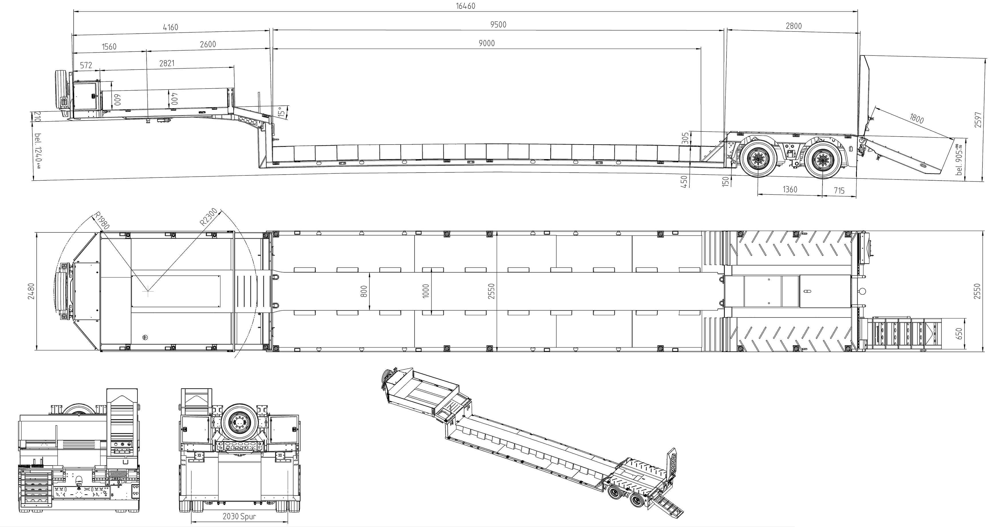 Doll 2-осный низкорамный полуприцеп Vario T2H-0L